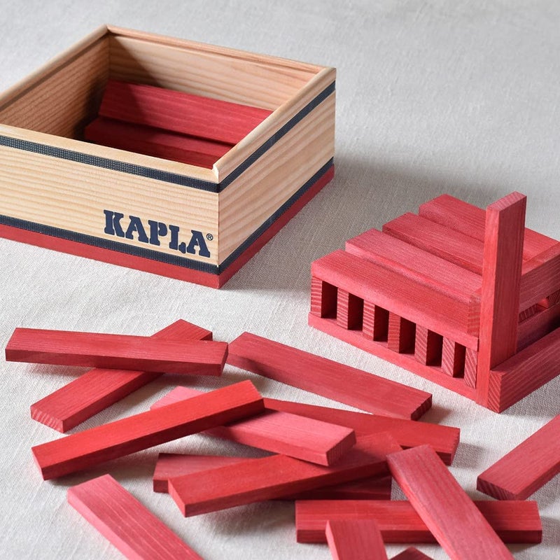 KAPLA 40 Squares Red - Wooden Construction Set - 40 Red Colored Building Planks - for Ages 3+ - Image 5